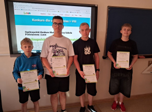 Uczniowie naszej szkoły laureatami Ogólnopolskiego Konkursu Matematycznego "LEON"