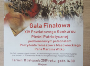 Zaproszenie na Galę Finałową XIV Powiatowego Konkursu Pieśni Patriotycznej