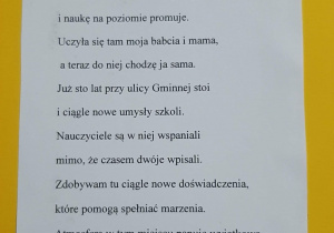 Wiersz " Szkoła" napisany przez uczennicę klasy VIIa