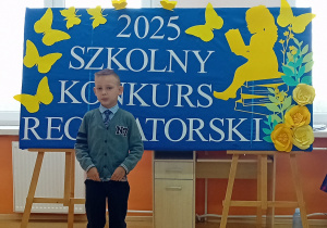 Beniamin Jóźwik podczas szkolnego etapu konkursu