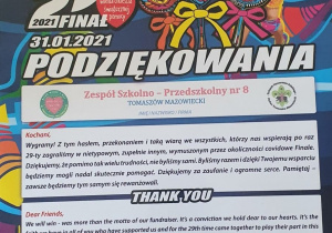 Podziękowanie za udział w 29. Finale WOŚP